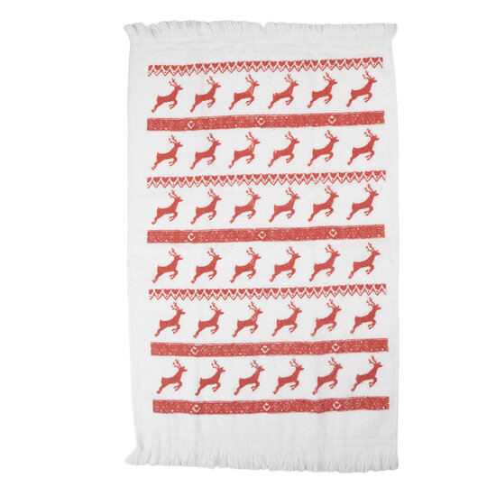 Clayre & Eef | Gastendoekje Wit Rood 40x66 cm | CTNOC-1