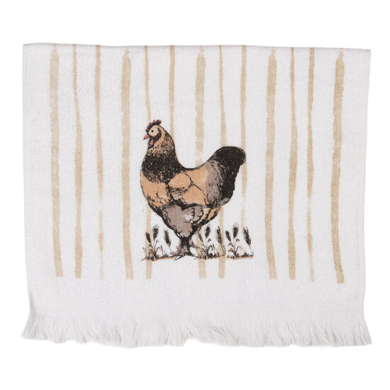 Clayre & Eef | Gastendoekje Wit Bruin 40x66 cm | CTRFL-1
