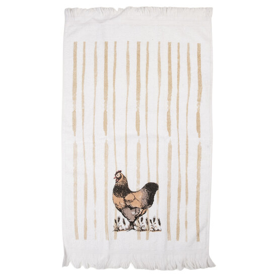 Clayre & Eef | Gastendoekje Wit Bruin 40x66 cm | CTRFL-1