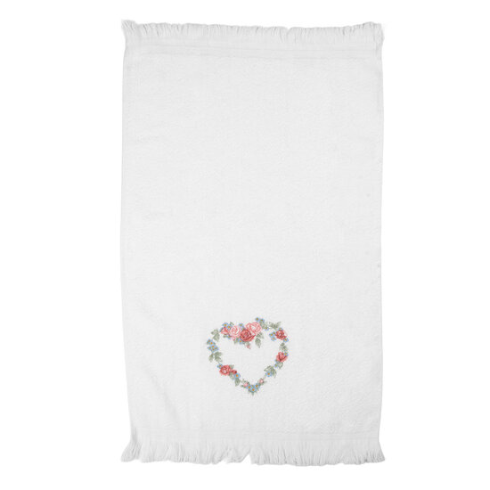 Clayre & Eef | Gastendoekje Wit Roze 40x66 cm | CTSLF