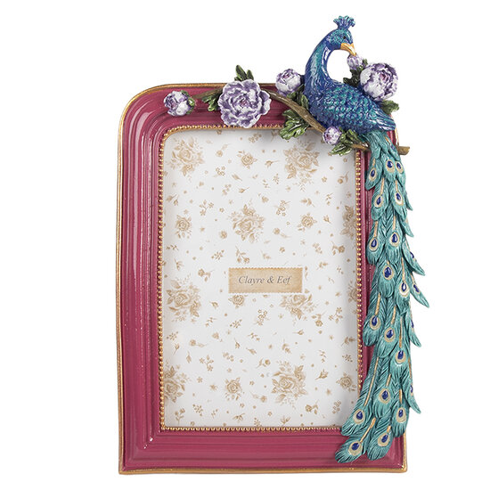 Clayre &amp; Eef   | Fotolijst Roze Groen 15x3x22 cm / 10x15 cm | 2F1353