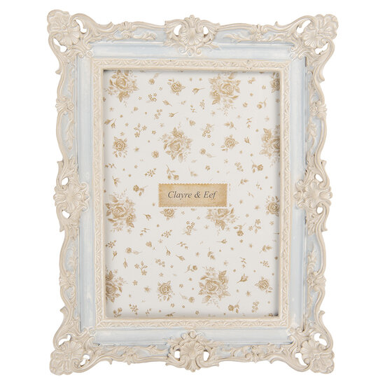 Clayre &amp; Eef   | Fotolijst Blauw Wit 18x3x23 cm / 13x18 cm | 2F1355M