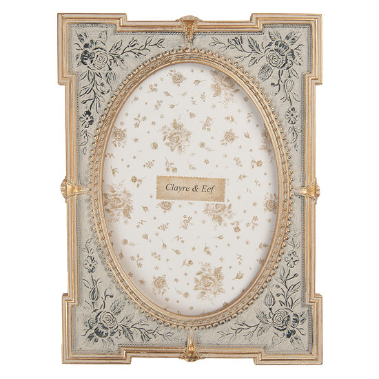 Clayre & Eef | Fotolijst Blauw Goudkleurig 17x2x23 cm / 13x18 cm | 2F1365M