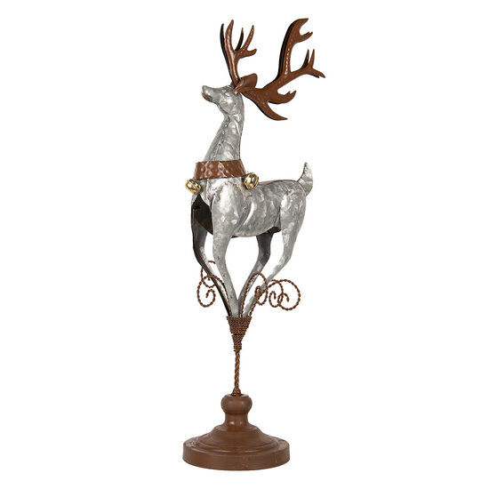 Clayre &amp; Eef   | Kerstdecoratie Rendier Grijs Bruin 24x24x68 cm | 5Y1297