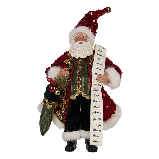 Clayre &amp; Eef   | Kerstdecoratie Kerstman Rood 16x8x28 cm | 66324
