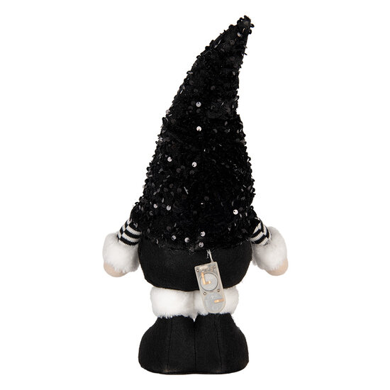 Clayre &amp; Eef   | Decoratie Beeld Kabouter met LED Zwart wit 10x15x38 cm | 66326