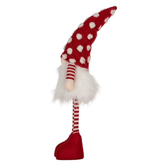Clayre &amp; Eef   | Decoratie Beeld Kabouter met LED Rood Wit 8x12x56 cm | 66328