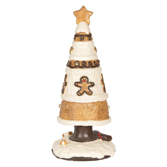 Clayre &amp; Eef   | Kerstdecoratie Kerstboom Bruin Wit &oslash; 24x51 cm | 6MG0145