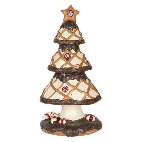 Clayre &amp; Eef   | Kerstdecoratie Kerstboom Bruin Wit &oslash; 22x43 cm | 6MG0146