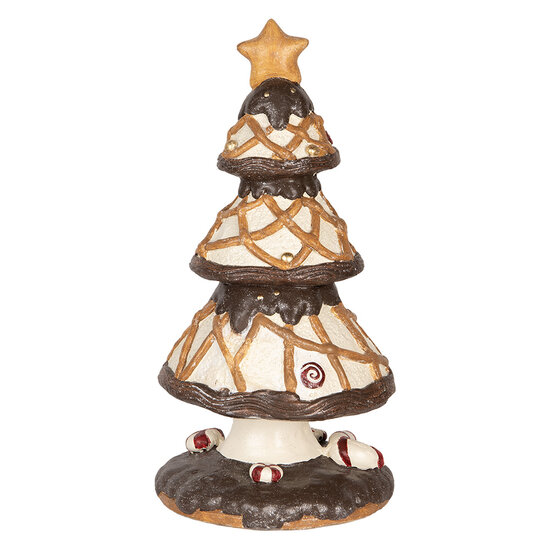 Clayre &amp; Eef   | Kerstdecoratie Kerstboom Bruin Wit &oslash; 22x43 cm | 6MG0146