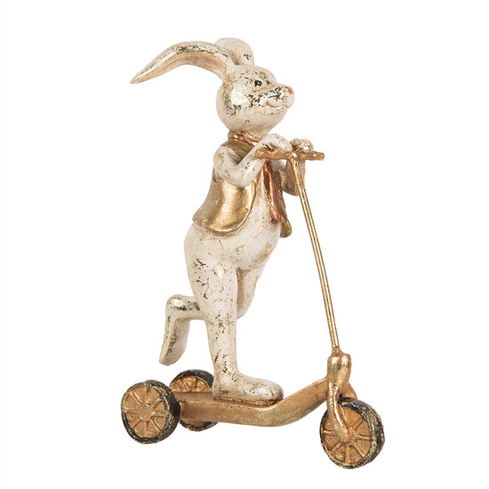 Clayre &amp; Eef   | Decoratie Beeld Konijn Wit Goudkleurig 13x6x17 cm | 6PR5144