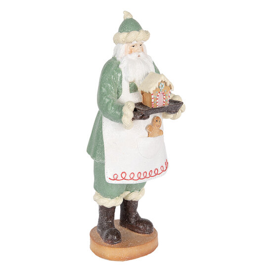 Clayre &amp; Eef   | Kerstdecoratie Kerstman Groen Wit 11x11x30 cm | 6PR5528