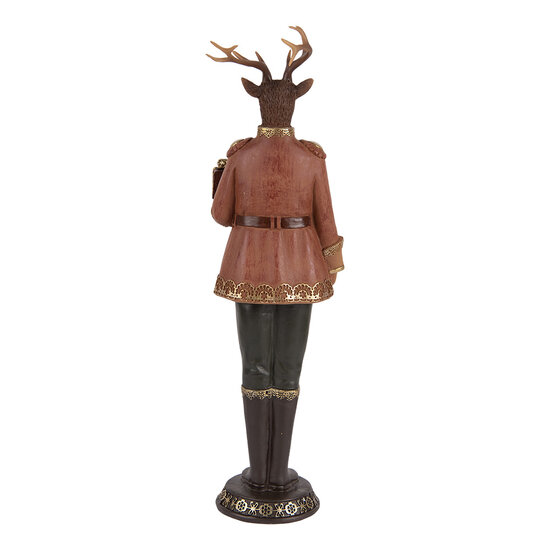 Clayre &amp; Eef   | Decoratie Rendier Bruin Rood 11x10x38 cm | 6PR5542