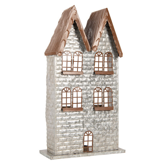 Clayre &amp; Eef   | Theelichthouder Kerst Huis Grijs 30x13x54 cm | 6Y5811