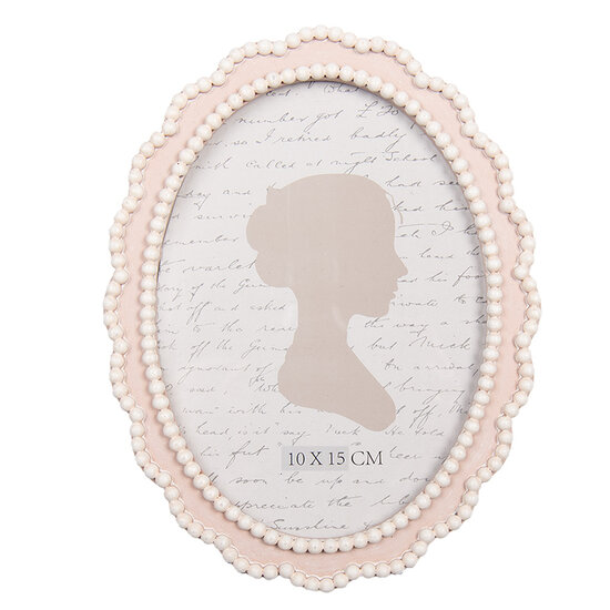 Clayre & Eef | Fotolijst Roze Wit 13x2x18 cm / 10x15 cm | 2F1302