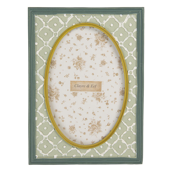 Clayre & Eef | Fotolijst Groen Wit 14x2x19 cm / 10x15 cm | 2F1347