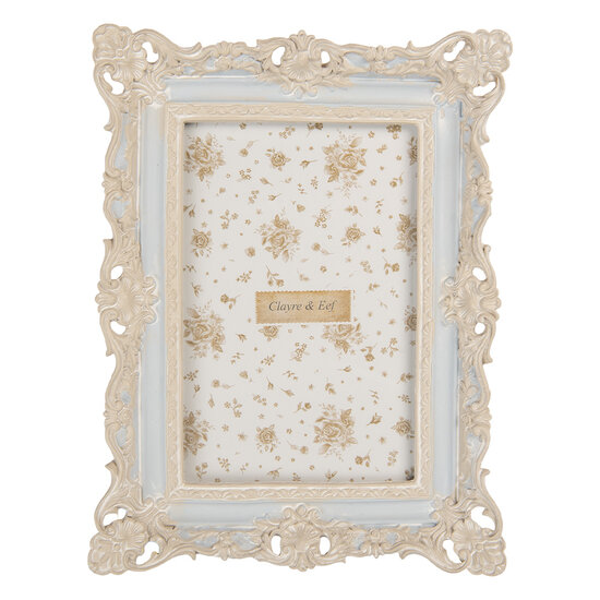 Clayre &amp; Eef   | Fotolijst Blauw Wit 16x3x21 cm / 10x15 cm | 2F1355S