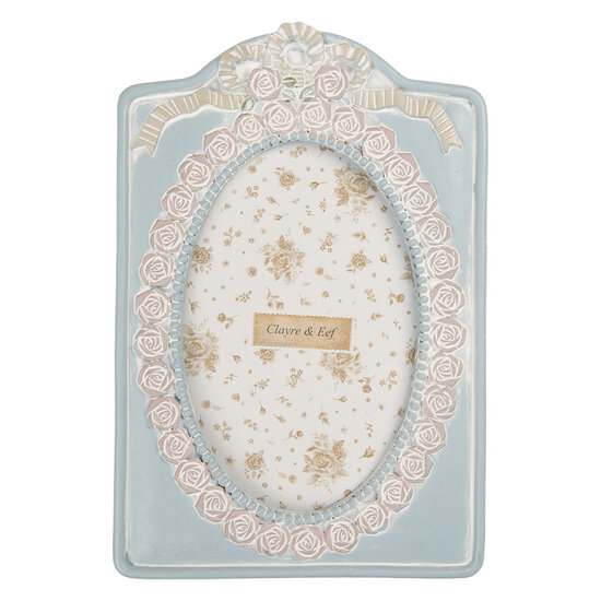 Clayre &amp; Eef   | Fotolijst Blauw Beige 14x2x21 cm / 10x15 cm | 2F1358