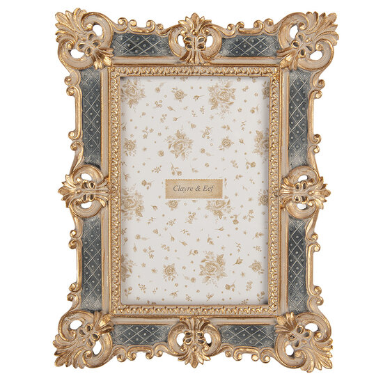 Clayre & Eef | Fotolijst Goudkleurig Grijs 17x2x22 cm / 10x15 cm | 2F1373