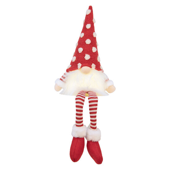 Clayre &amp; Eef   | Decoratie Beeld Kabouter met LED Rood Wit 16x12x32/60 cm | 66329