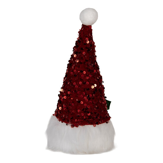 Clayre &amp; Eef   | Decoratie Beeld Kabouter met LED Rood Wit 10x10x25 cm / 3xAA | 66330