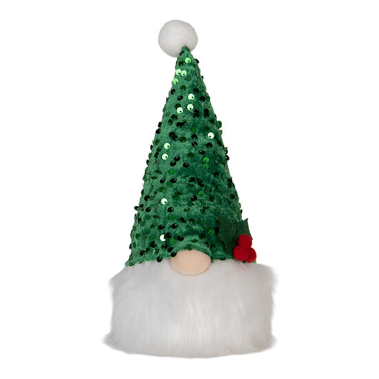 Clayre &amp; Eef   | Decoratie Beeld Kabouter met LED Groen Wit 10x10x25 cm / 3xAA | 66331