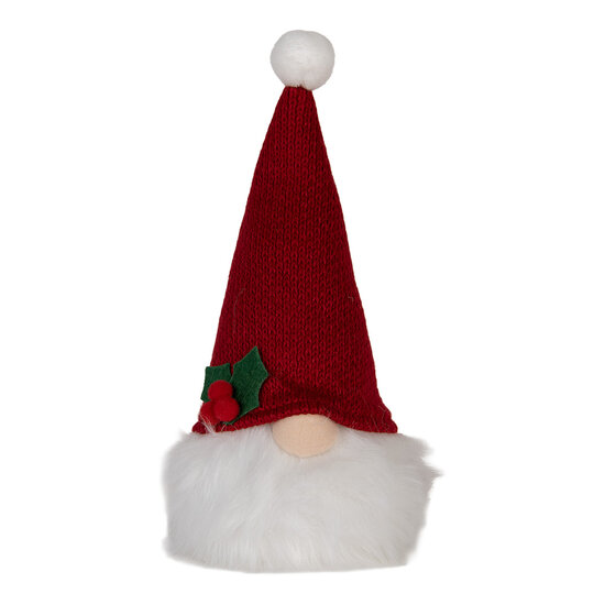 Clayre &amp; Eef   | Decoratie Beeld Kabouter met LED Rood Wit 10x10x25 cm / 3xAA | 66333