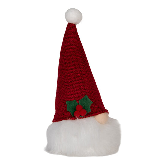 Clayre &amp; Eef   | Decoratie Beeld Kabouter met LED Rood Wit 10x10x25 cm / 3xAA | 66333