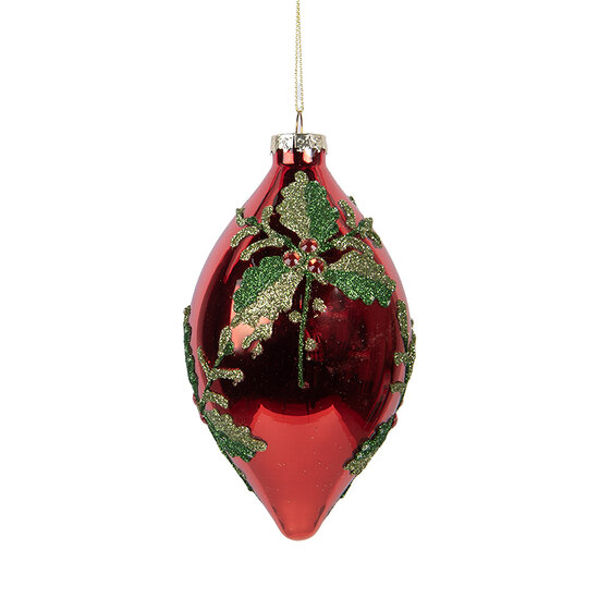 Clayre &amp; Eef   | Kerstbal Rood Groen &oslash; 8x15 cm | 6GL5108