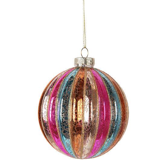 Clayre &amp; Eef   | Kerstbal Meerkleurig &oslash; 10x11 cm | 6GL5176