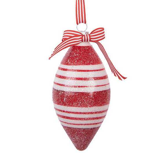 Clayre &amp; Eef   | Kerstbal Rood Wit &oslash; 6x13 cm | 6GL5181
