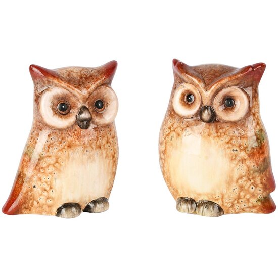 Dekoratief | Uiltje &#039;Raphael&#039;, bruin, keramiek, 10x6x12cm, set van 2 stuks | A255186
