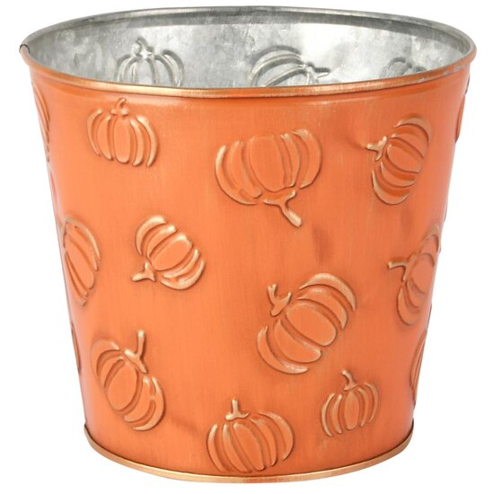 Dekoratief | Bloempot 'Pumpkin Patch', oranje, metaal, 14x14x12cm | A255901