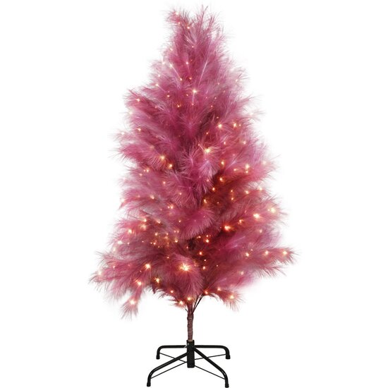 Dekoratief | Decoratieboom 'Royal Feathers', bordeaux, 211 LED, 150cm | A255928