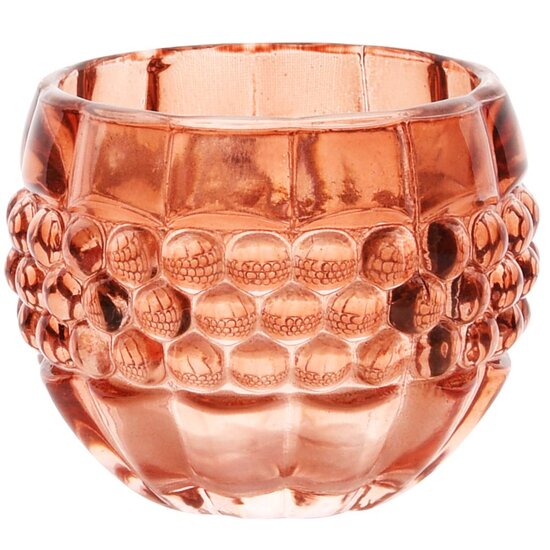 Dekoratief | Theelichthouder &#039;Bulbs&#039;, oranje/transparant, glas, 8x8x6cm | A255981