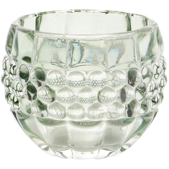 Dekoratief | Theelichthouder &#039;Bulbs&#039;, groen/transparant, glas, 8x8x6cm | A255982