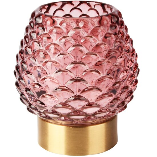 Dekoratief | Theelichthouder &#039;Scales&#039;, roze/goud, glas/metaal, 10x10x11cm | A255989