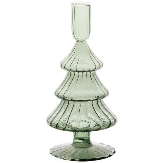 Dekoratief | Kaarsenhouder &#039;Tree&#039;, groen, glas, 11x11x21cm | A255996
