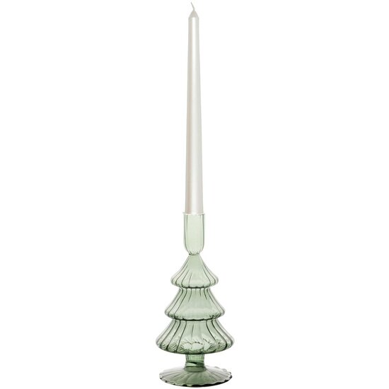 Dekoratief | Kaarsenhouder &#039;Tree&#039;, groen, glas, 11x11x21cm | A255996