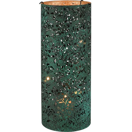 Dekoratief | Windlicht &#039;Splendid Flowers&#039;, groen, metaal, 18x18x45cm | A258035
