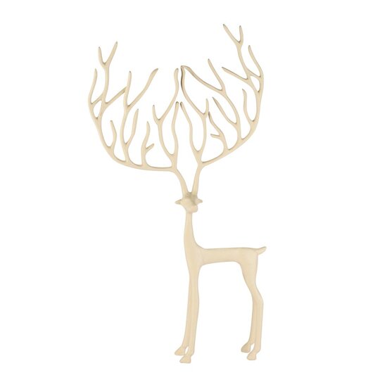 Dekoratief | Deco rendier staand, cr?me, aluminium, 18x6x33cm | A258130