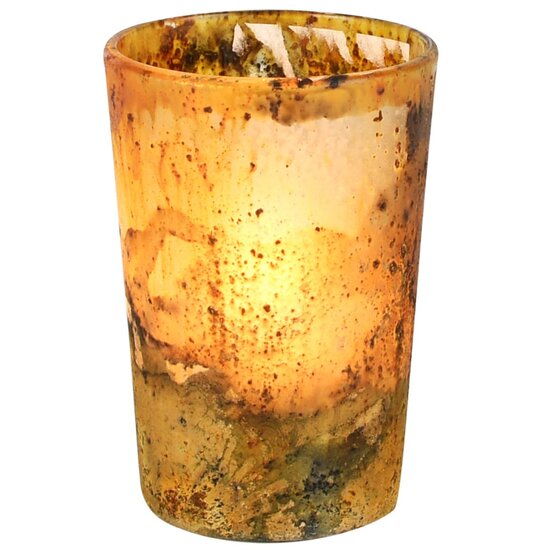 Dekoratief | Theelichthouder &#039;Rustic Rush&#039;, glas, 6x6x9cm | A258177