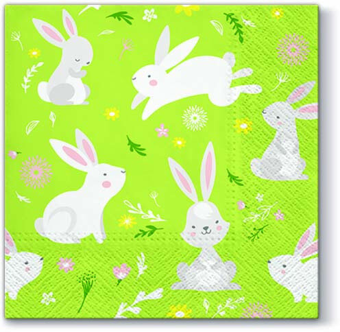 Dekoratief | Pakje 20 servetten &#039;Games of Rabbits&#039; 33x33cm | A701116