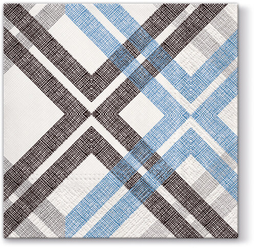 Dekoratief | Pakje 20 servetten &#039;Stylisch Check blue&#039;, 33x33cm | A701133
