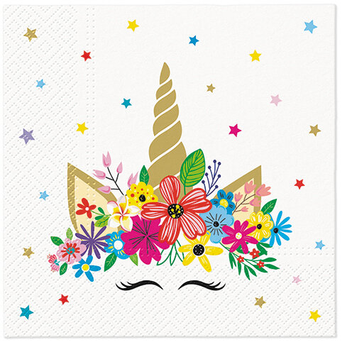 Dekoratief | Pakje 20 servetten &#039;Unicorn party&#039;, 33x33cm | A702388