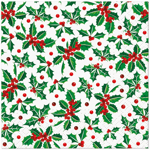Dekoratief | Pakje 20 servetten 'Holly Pattern', 25x25cm | A702669