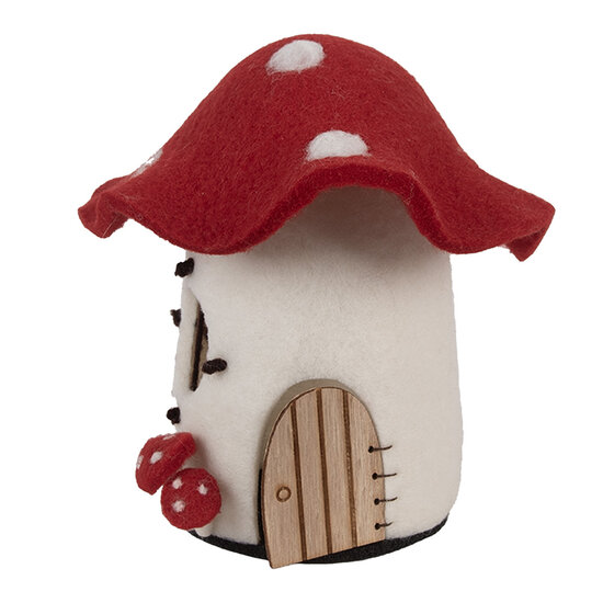 Clayre &amp; Eef   | Vilten Huis Wit Rood 20x20x18 cm | 66293