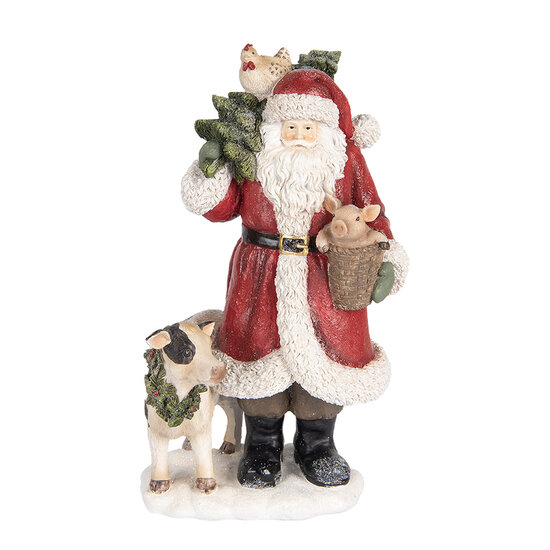 Clayre & Eef | Kerstdecoratie Kerstman Rood Wit 17x16x30 cm | 6PR5517