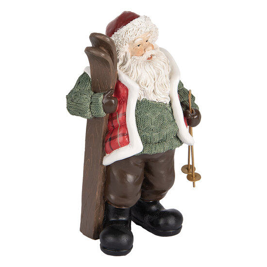Clayre & Eef | Kerstdecoratie Kerstman Groen Bruin 15x11x25 cm | 6PR5524