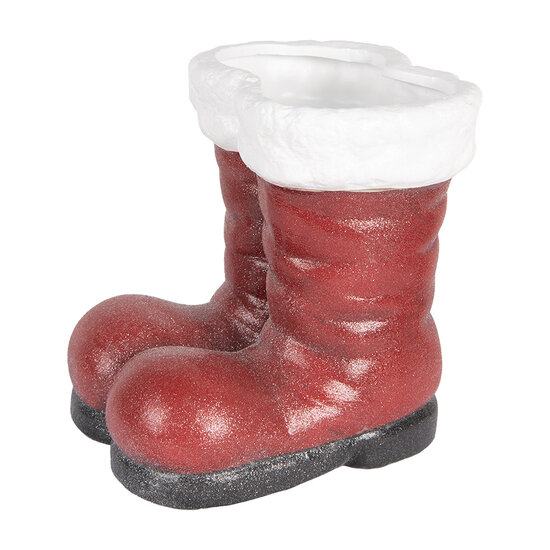 Clayre & Eef | Decoratie Laarzen Kerstman Rood Wit 22x22x23 cm | 6PR5525